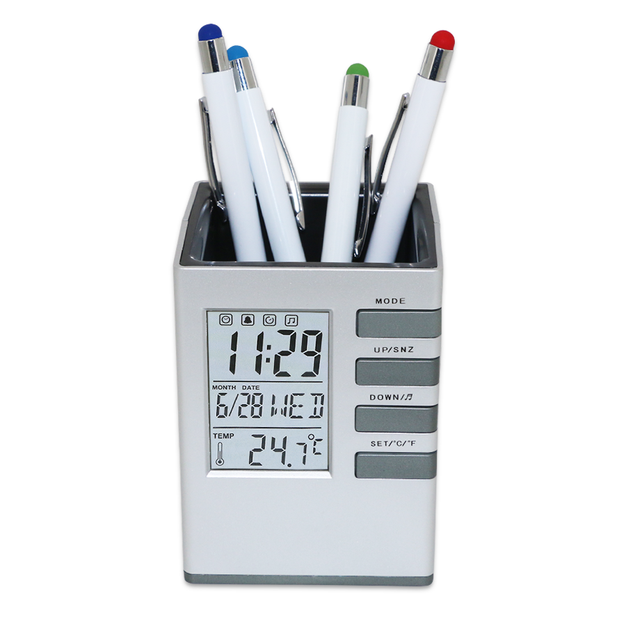 Pot a Crayons Horloge Digitale Cube