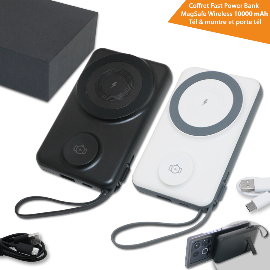 Coffret rapide Power Bank MagSafe 10000 mAh TM sans fil pour téléphone et montre à chargement rapide