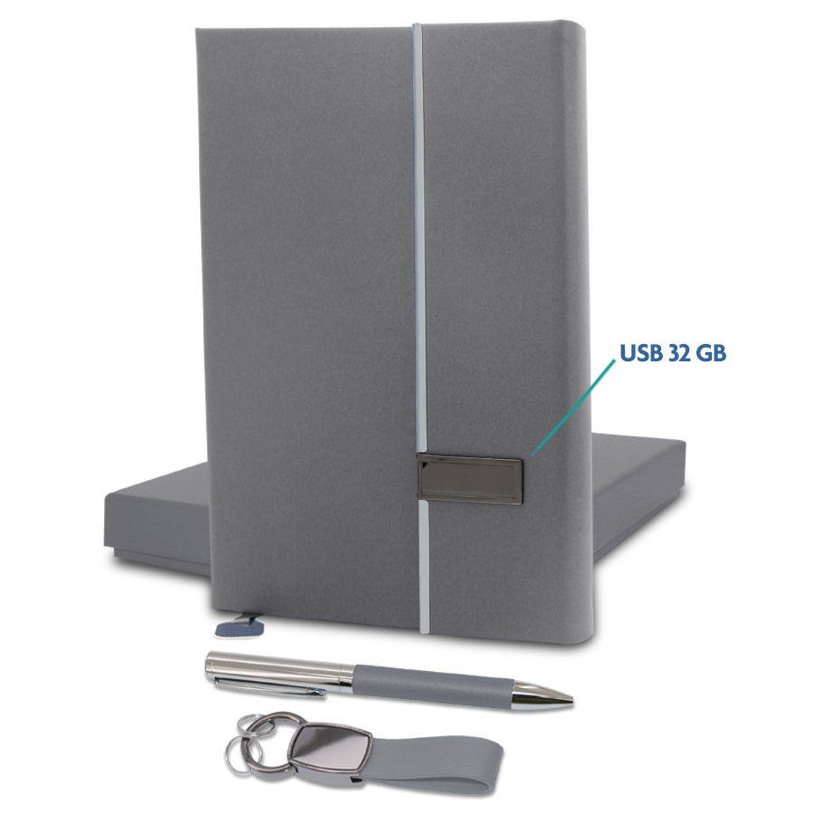 Coffret Note book USB 32 GB et Stylo & Porte-Clé