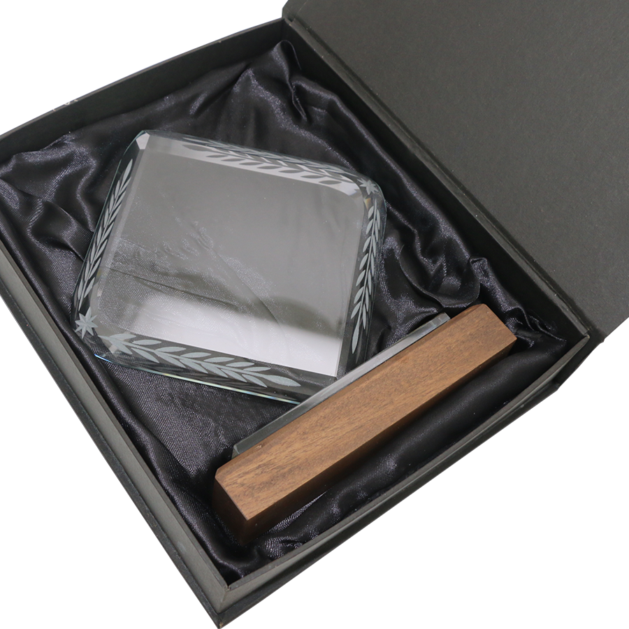 Trophee Carre Decale en Bois & Verre