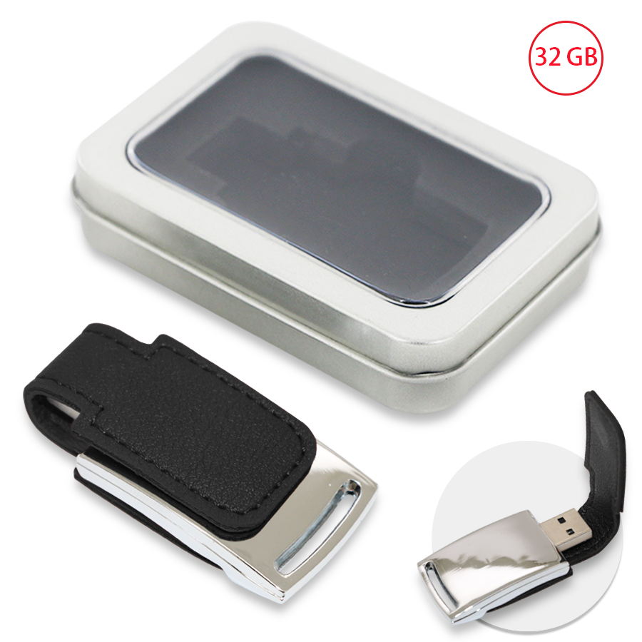 USB 32 GB en Similicuir et Métal