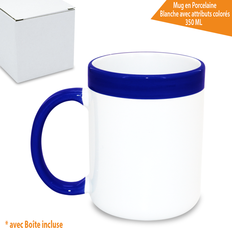 Mug en Porcelaine Blanche avec attributs colorés 350 ML