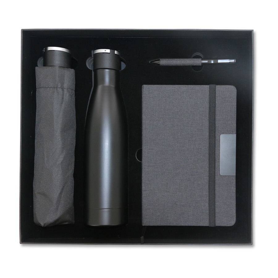 Coffret Cadeau Entreprise Vip de 4 Pcs avec Bouteille isothermique & Parapluie