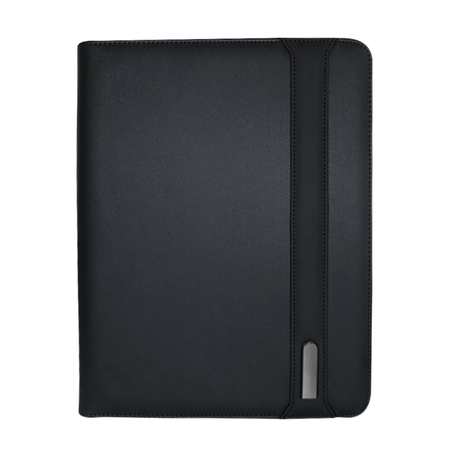 Hugo Boss Storyline - Pochette De Conférence A4 En Cuir Véritable Noir Avec Bloc-notes - Fermeture Magnétique Zippée - Écrutoire élégant